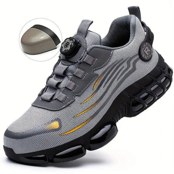 Breathable Safety Work Shoes - Steel Toe, Puncture Resistant, Non-Slip Durable Athletic Shoes for Industrial and Casual Wear, Black and Grey with Reflective Stripes (Can Be Worn by Both Men and Women)%022101 (Copy)