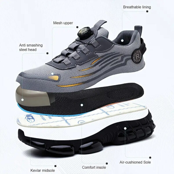 Breathable Safety Work Shoes - Steel Toe, Puncture Resistant, Non-Slip Durable Athletic Shoes for Industrial and Casual Wear, Black and Grey with Reflective Stripes (Can Be Worn by Both Men and Women)%022101 (Copy) - Image 13