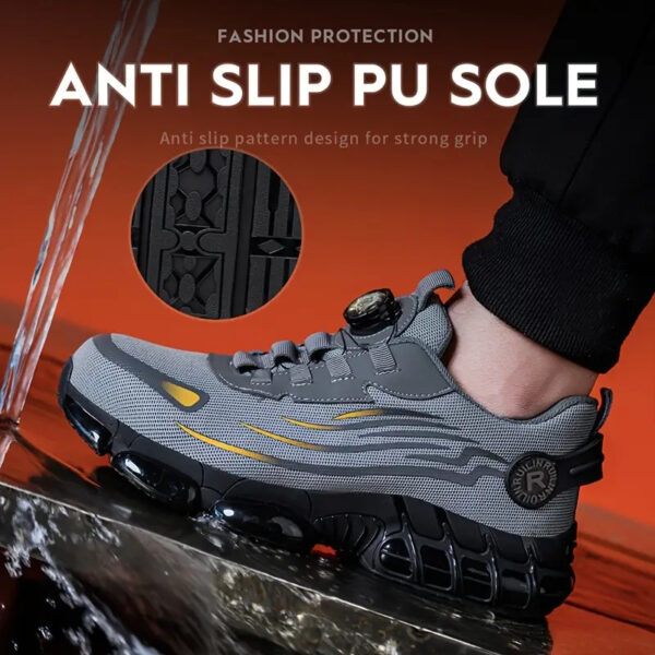 Breathable Safety Work Shoes - Steel Toe, Puncture Resistant, Non-Slip Durable Athletic Shoes for Industrial and Casual Wear, Black and Grey with Reflective Stripes (Can Be Worn by Both Men and Women)%022101 (Copy) - Image 14