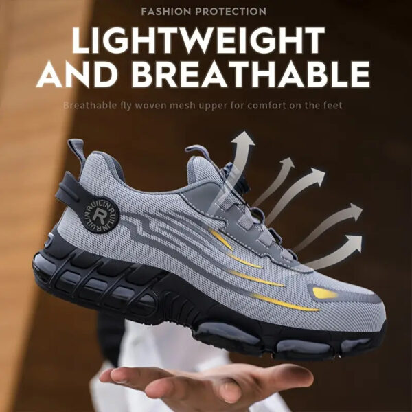 Breathable Safety Work Shoes - Steel Toe, Puncture Resistant, Non-Slip Durable Athletic Shoes for Industrial and Casual Wear, Black and Grey with Reflective Stripes (Can Be Worn by Both Men and Women)%022101 (Copy) - Image 9