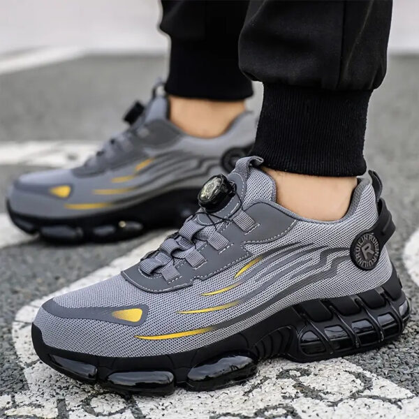 Breathable Safety Work Shoes - Steel Toe, Puncture Resistant, Non-Slip Durable Athletic Shoes for Industrial and Casual Wear, Black and Grey with Reflective Stripes (Can Be Worn by Both Men and Women)%022101 (Copy) - Image 7