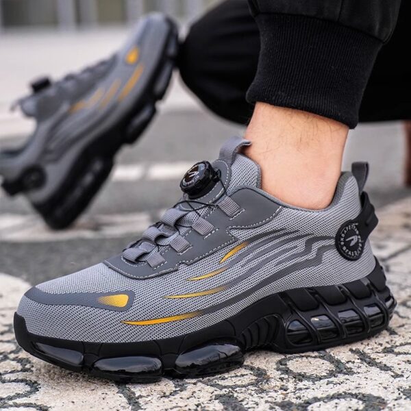 Breathable Safety Work Shoes - Steel Toe, Puncture Resistant, Non-Slip Durable Athletic Shoes for Industrial and Casual Wear, Black and Grey with Reflective Stripes (Can Be Worn by Both Men and Women)%022101 (Copy) - Image 6