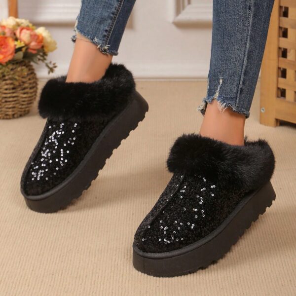 New Glitter Snow Boots For Women, Warm Short Boots, Fashionable Style, Thick Winter Shoes With Anti-Slip Outsole For Outdoor Use In Winters%010311 - Image 2