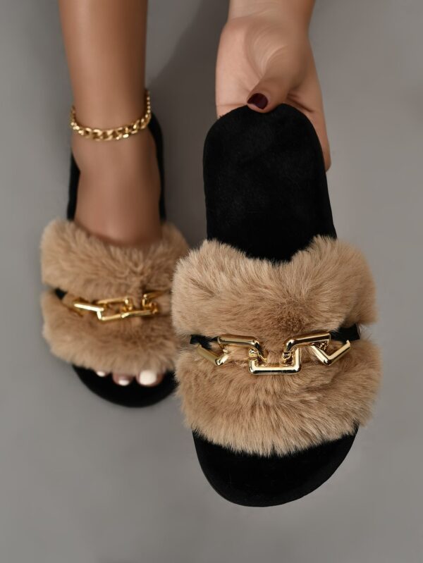 Women's Fashionable Black Plush Bedroom Slippers%010404 - Image 28