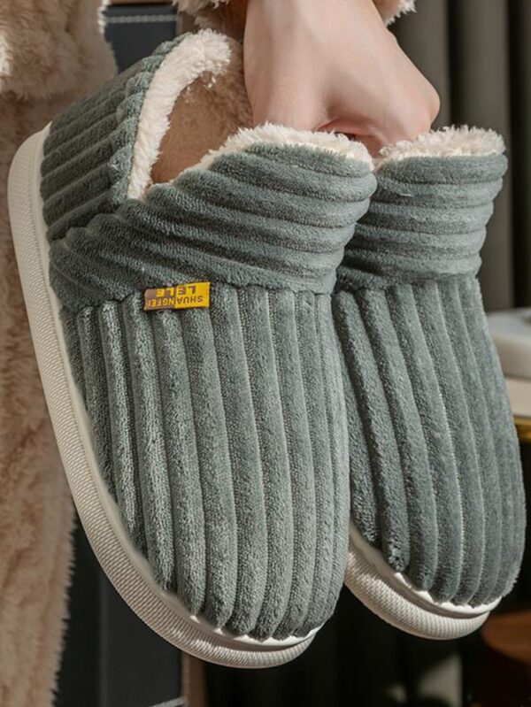 Women's Fashionable Pink Solid Color Slipper Boots With Letter Decals & Teddy Bear Lining%010405 - Image 13