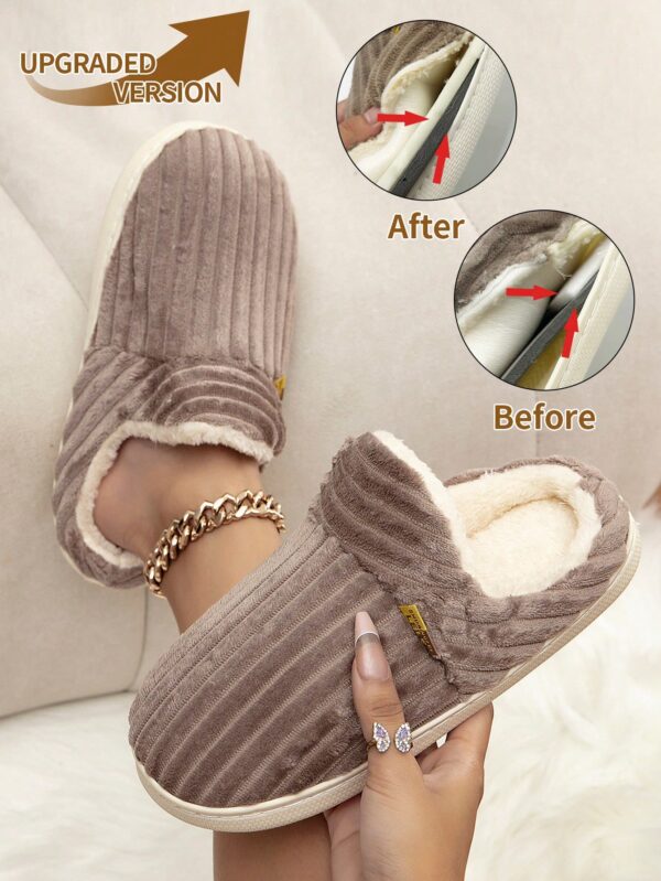 Women's Fashionable Pink Solid Color Slipper Boots With Letter Decals & Teddy Bear Lining%010405 - Image 10