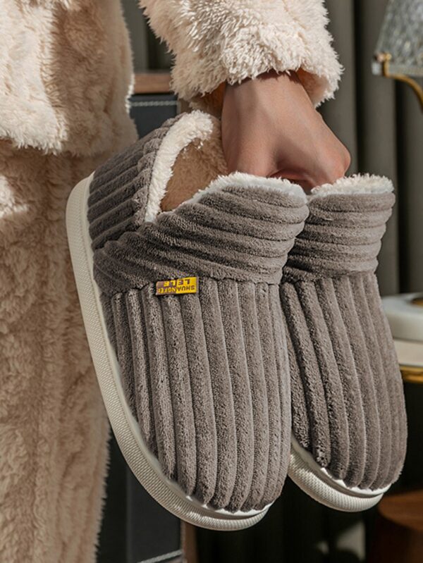 Women's Fashionable Pink Solid Color Slipper Boots With Letter Decals & Teddy Bear Lining%010405 - Image 15