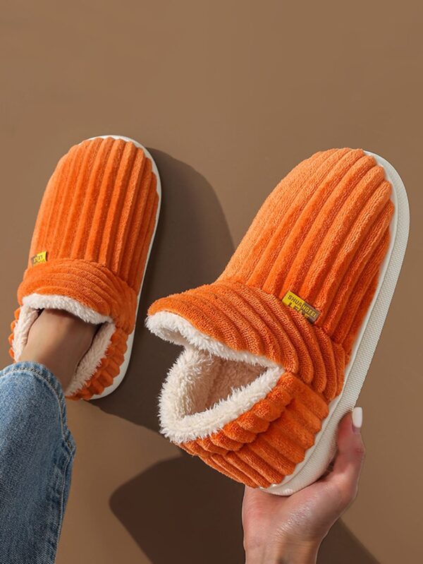 Women's Fashionable Pink Solid Color Slipper Boots With Letter Decals & Teddy Bear Lining%010405 - Image 22