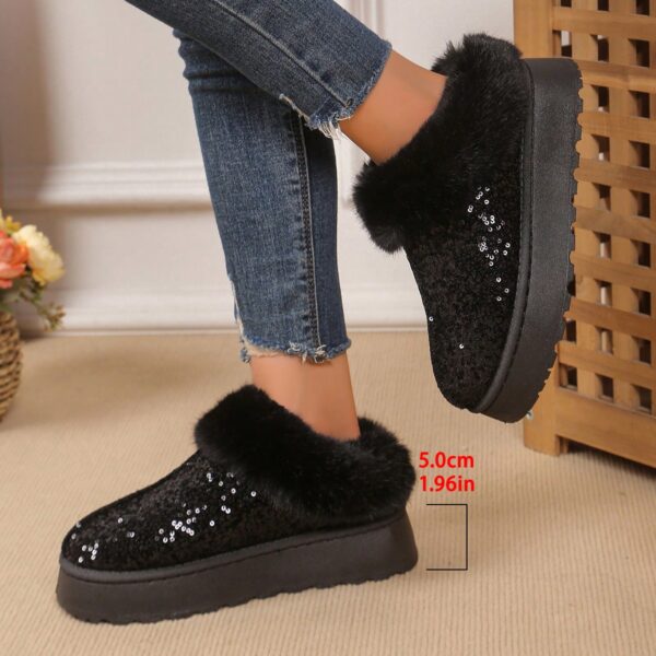 New Glitter Snow Boots For Women, Warm Short Boots, Fashionable Style, Thick Winter Shoes With Anti-Slip Outsole For Outdoor Use In Winters%010311 - Image 3