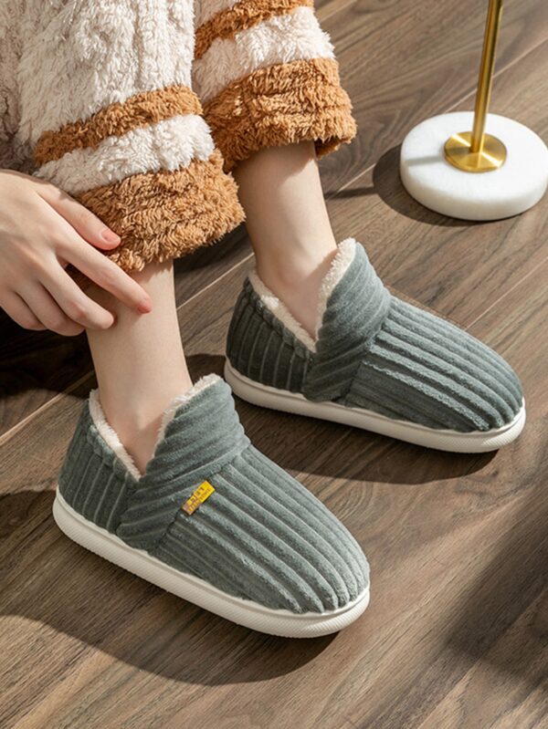 Women's Fashionable Pink Solid Color Slipper Boots With Letter Decals & Teddy Bear Lining%010405 - Image 12