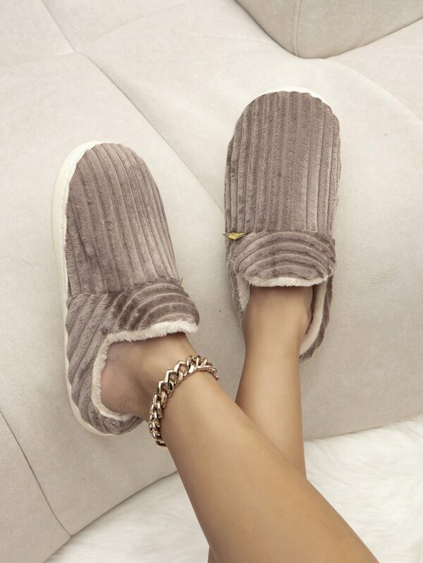 Women's Fashionable Pink Solid Color Slipper Boots With Letter Decals & Teddy Bear Lining%010405 - Image 9
