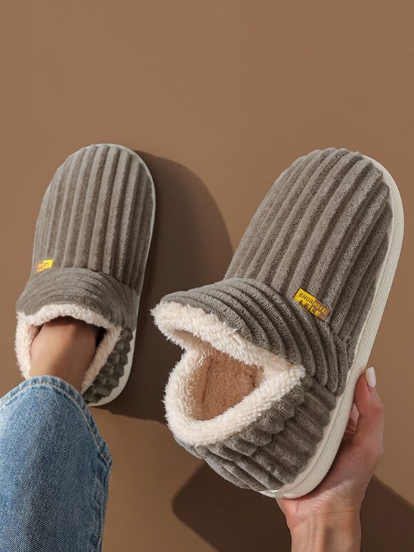 Women's Fashionable Pink Solid Color Slipper Boots With Letter Decals & Teddy Bear Lining%010405 - Image 34