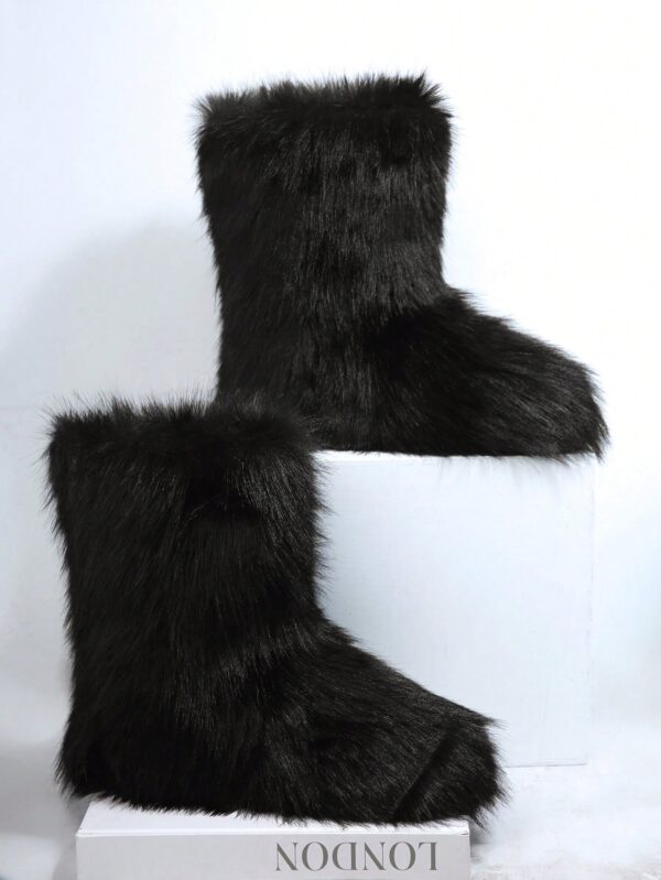 Women's Fluffy Furry Round Toe Slip On Winter Comfy Boots New Year Holiday%010306 - Image 11