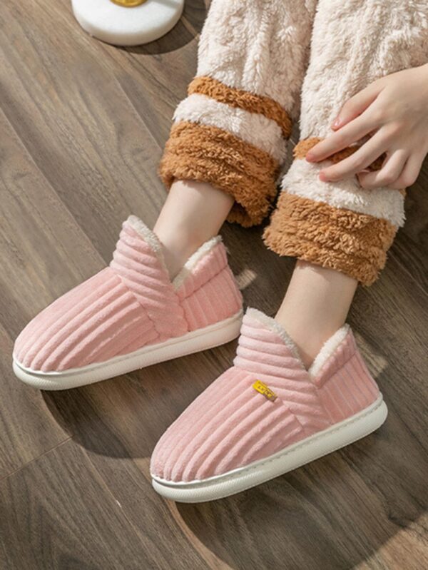 Women's Fashionable Pink Solid Color Slipper Boots With Letter Decals & Teddy Bear Lining%010405 - Image 29