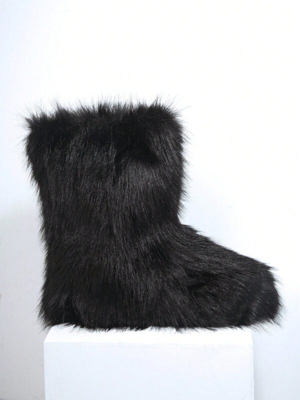 Women's Fluffy Furry Round Toe Slip On Winter Comfy Boots New Year Holiday%010306 - Image 10