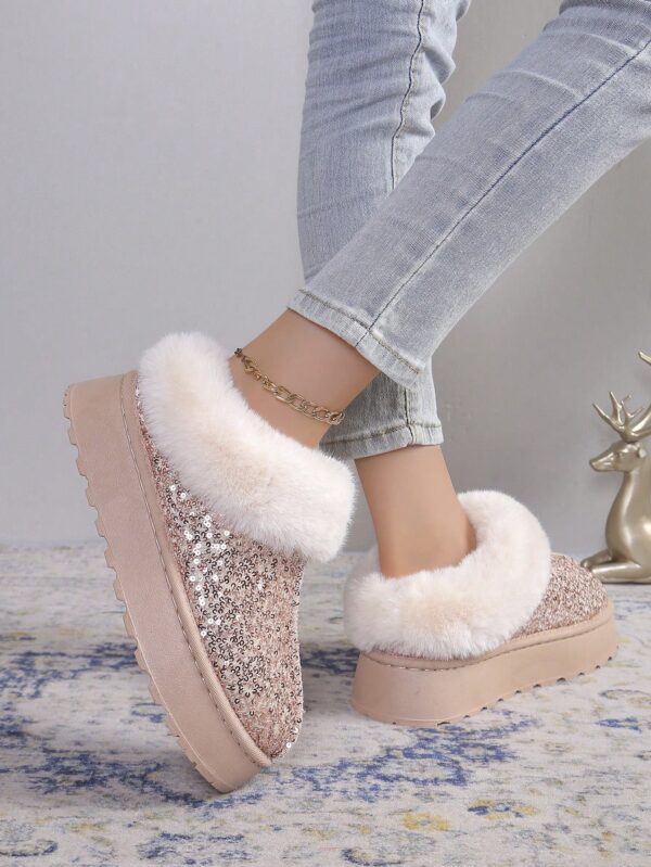 New Glitter Snow Boots For Women, Warm Short Boots, Fashionable Style, Thick Winter Shoes With Anti-Slip Outsole For Outdoor Use In Winters%010311 - Image 11
