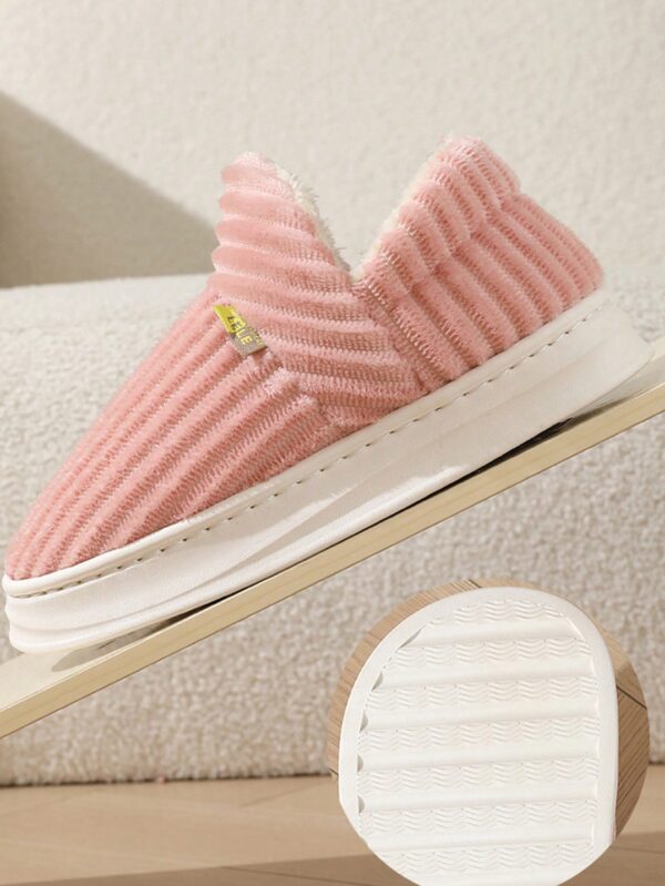 Women's Fashionable Pink Solid Color Slipper Boots With Letter Decals & Teddy Bear Lining%010405 - Image 4