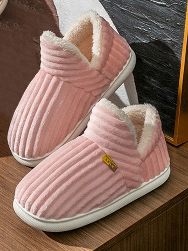 Women's Fashionable Pink Solid Color Slipper Boots With Letter Decals & Teddy Bear Lining%010405 - Image 28