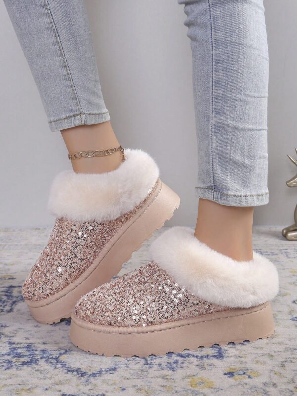 New Glitter Snow Boots For Women, Warm Short Boots, Fashionable Style, Thick Winter Shoes With Anti-Slip Outsole For Outdoor Use In Winters%010311 - Image 10