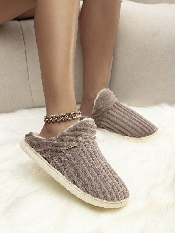 Women's Fashionable Pink Solid Color Slipper Boots With Letter Decals & Teddy Bear Lining%010405 - Image 6