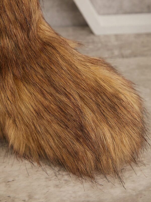Women's Fluffy Furry Round Toe Slip On Winter Comfy Boots New Year Holiday%010306 - Image 6