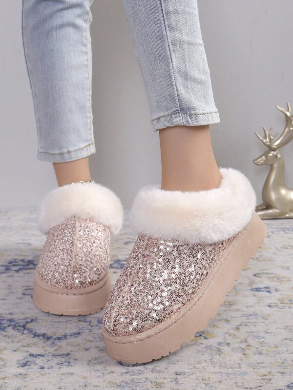 New Glitter Snow Boots For Women, Warm Short Boots, Fashionable Style, Thick Winter Shoes With Anti-Slip Outsole For Outdoor Use In Winters%010311 - Image 9