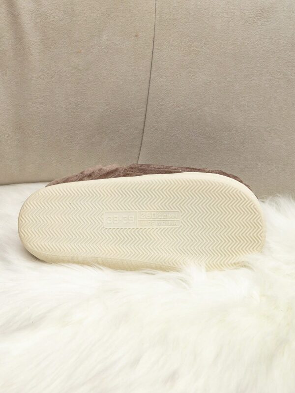 Women's Fashionable Pink Solid Color Slipper Boots With Letter Decals & Teddy Bear Lining%010405 - Image 5