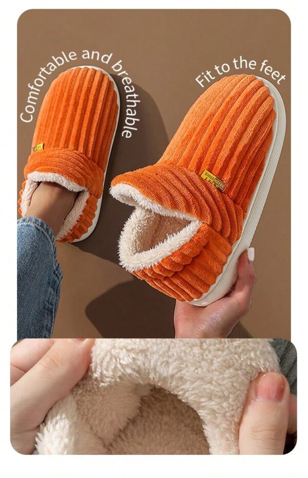 Women's Fashionable Pink Solid Color Slipper Boots With Letter Decals & Teddy Bear Lining%010405 - Image 26