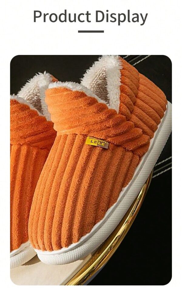 Women's Fashionable Pink Solid Color Slipper Boots With Letter Decals & Teddy Bear Lining%010405 - Image 16